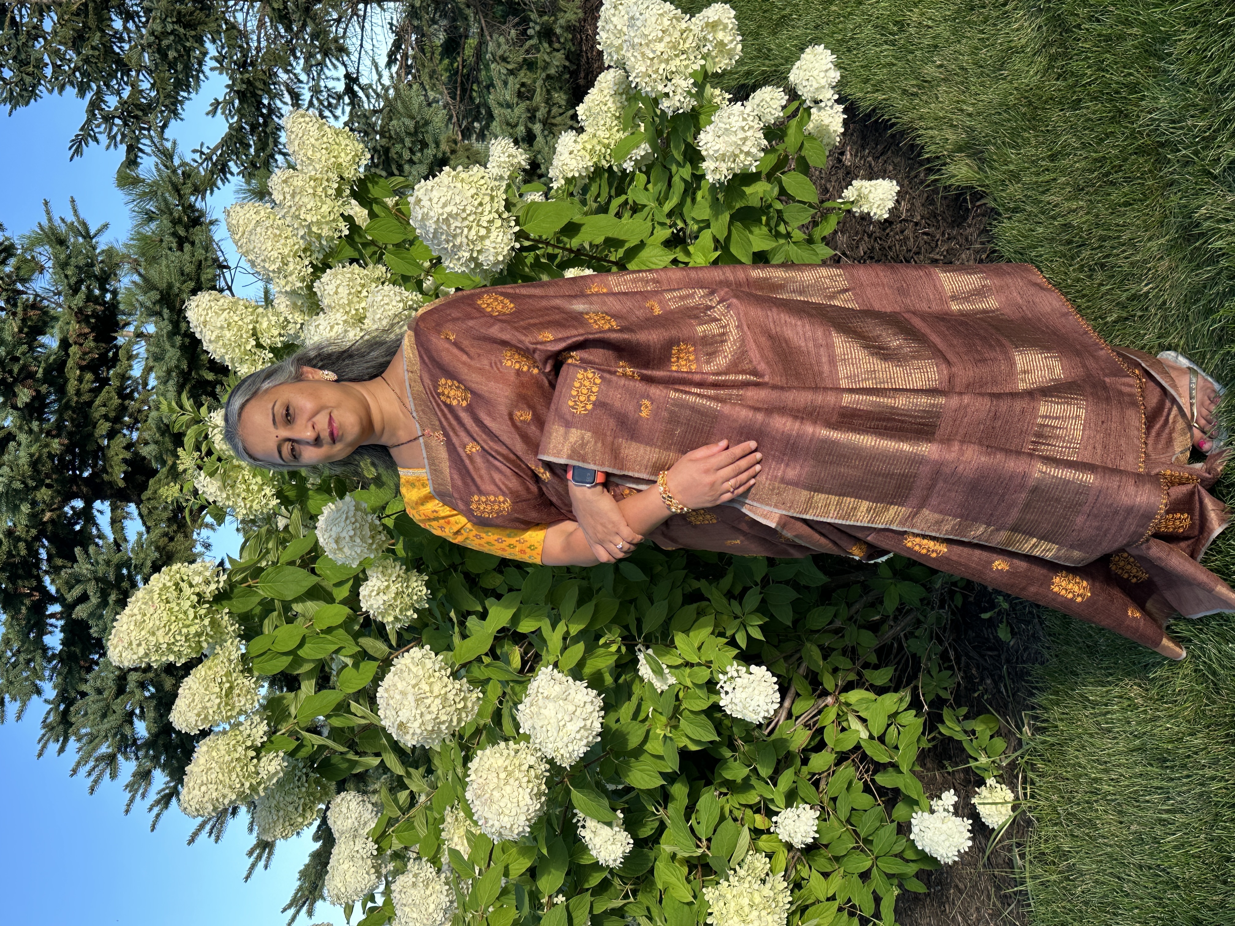 Model wearing silk saree